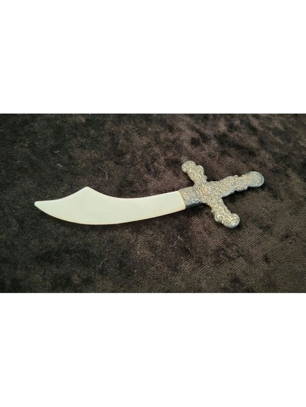 VTG Scimitar-shaped 925 & M.O.P. Letter Opener Signed "RS"